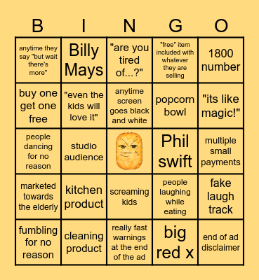 Infomercial Bingo! Bingo Card