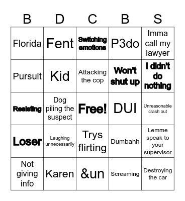 Bodycam BS Bingo Card