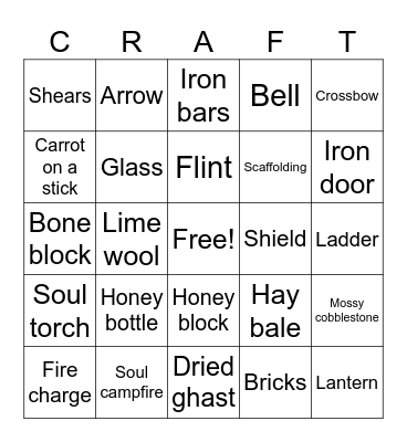 Minecraft Bingo Card