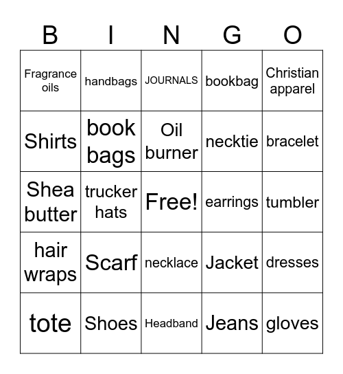 Az Accessories Bingo Card
