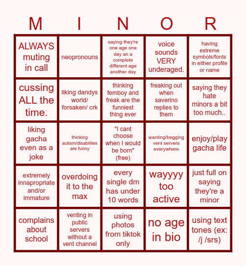 hey, are you old enough to be here? Bingo Card