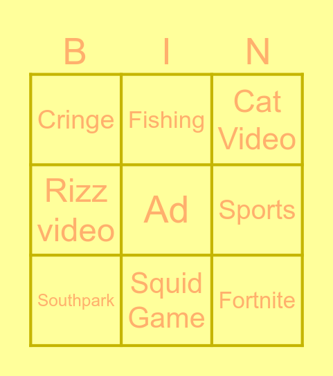 Killian Bingo Card