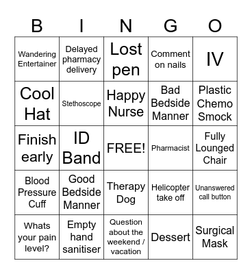 Chemo Bingo Card