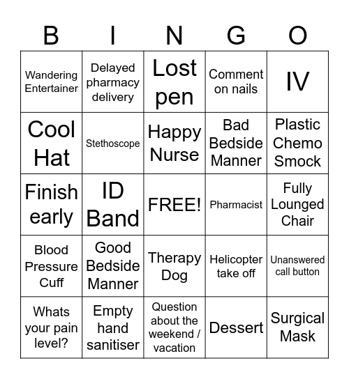 Chemo Bingo Card