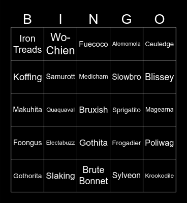 Pokemon Scarlet and Violet Bingo Card