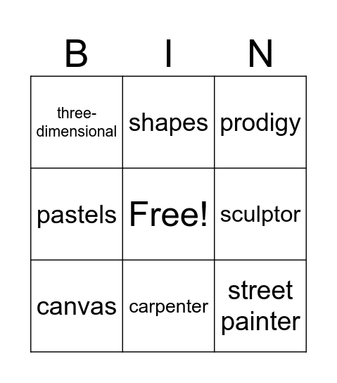 Art Bingo Card