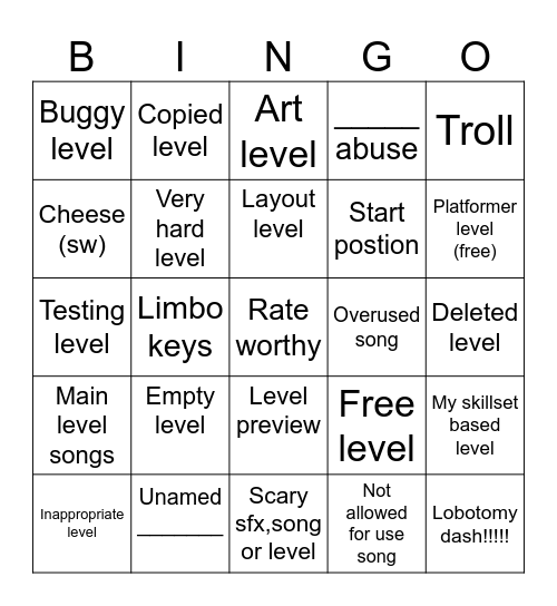 Recently tab test 1 Bingo Card
