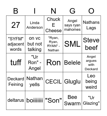 Belele Bingo Card