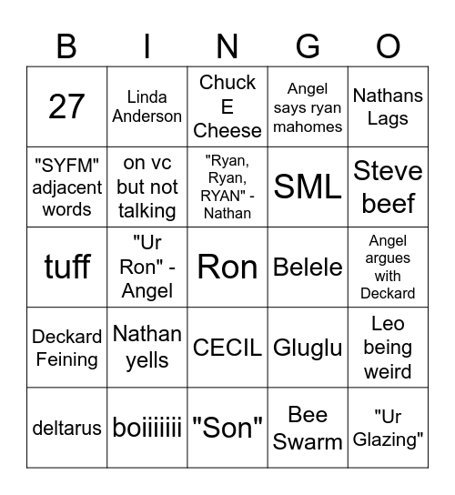 Belele Bingo Card