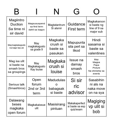 Predicting bingo grade10 pb Bingo Card