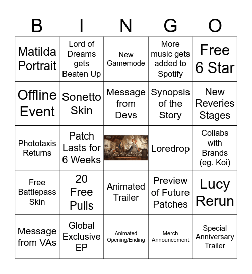 2.8 Livestream Bingo Card