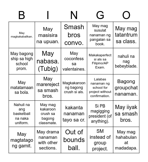 Ano magyayari kaya sa G10 (Baste) Bingo Card