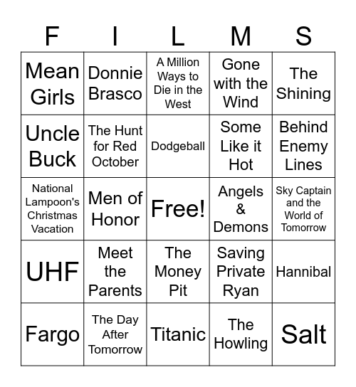 Movies_07262025 Bingo Card
