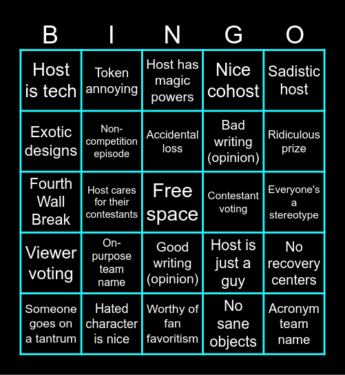 Object Show Bingo Card