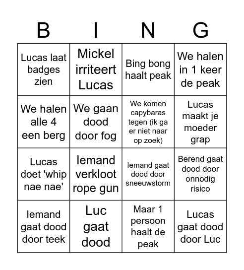 BINGOOOOOOO Bingo Card