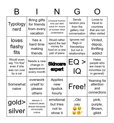 laira Bingo Card