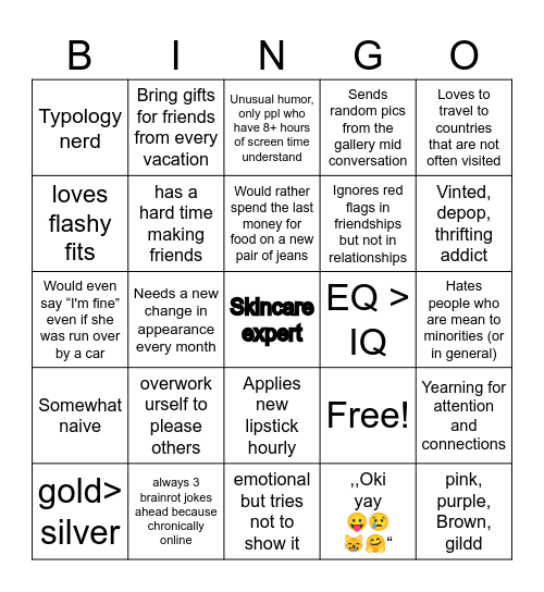 laira Bingo Card