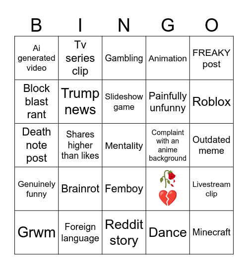 TikTok Bingo Card