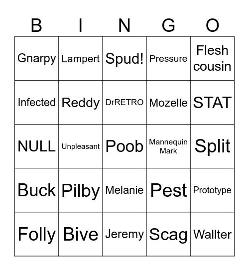REGRETEVATOR BINGO Card