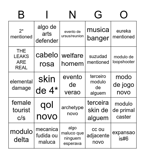 stream do arknitros Bingo Card