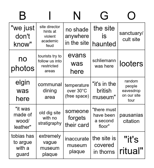 ASCSA 2025 Summer Session: Best Director Edition Bingo Card