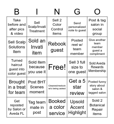 Salon Bingo Card