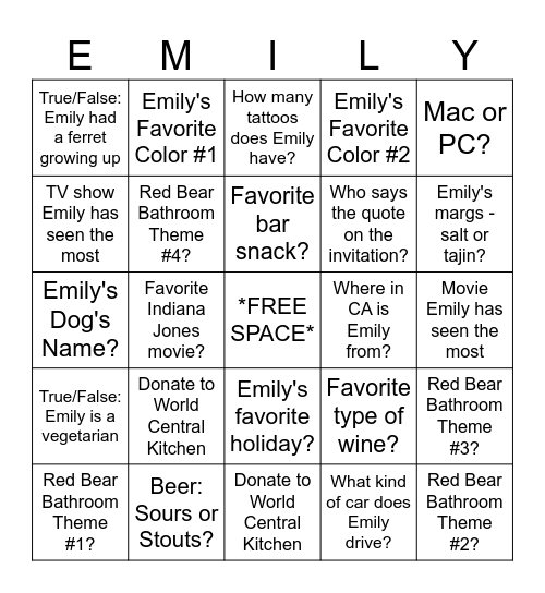 BIRTHDAY BINGO Card