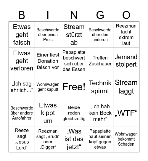 Edel Tour Bingo Card
