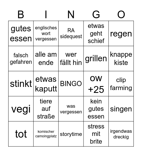 edeltour Bingo Card