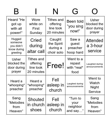 Gospel Bingo Card