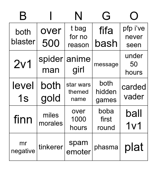 battlefront 123456 Bingo Card
