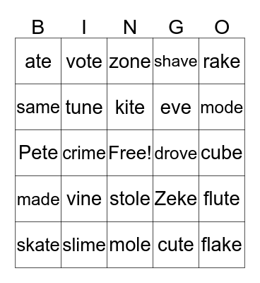 Magic e Bingo Card