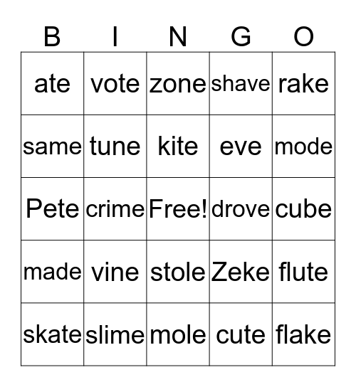 Magic e Bingo Card