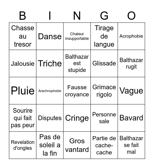 Les Voyages De Balthazar Bingo Card