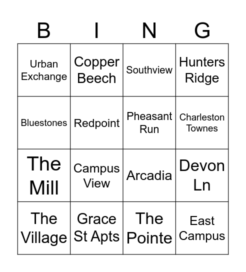 Ops Dropoff Bingo Card