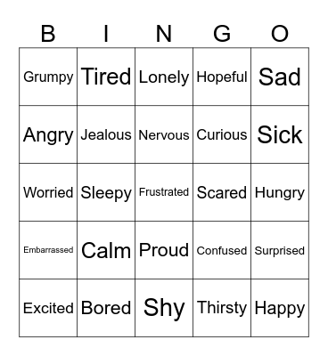 Feelings Bingo Card