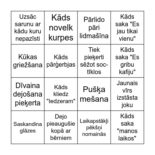 Kāzu vakars Bingo Card