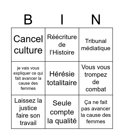 Bingo des Frères Lumières Bingo Card