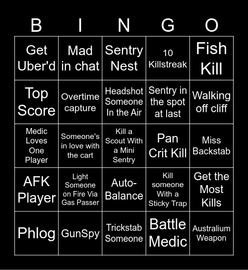 TF2 Bingo Card