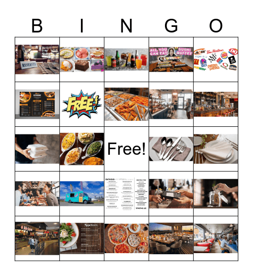 Let's Go to a Restaurant Bingo Card