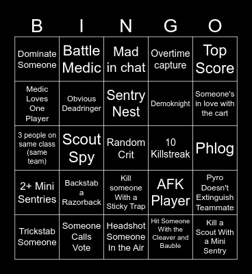 TF2 Bingo Card