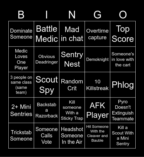 TF2 Bingo Card