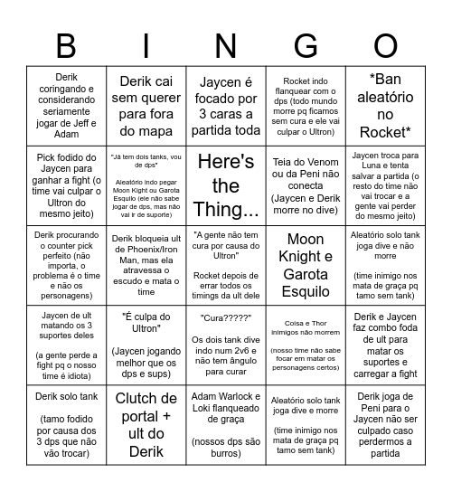 Bingo da ranked do Rivals Bingo Card