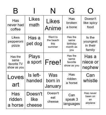 Find Someone Who... Bingo Card