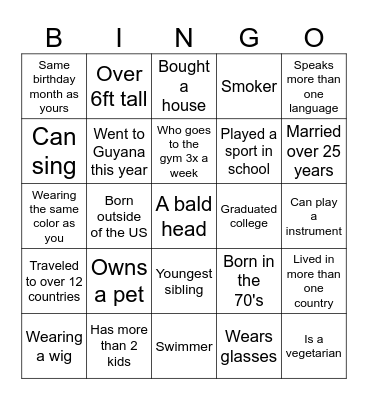 Mathieson's Bingo Card