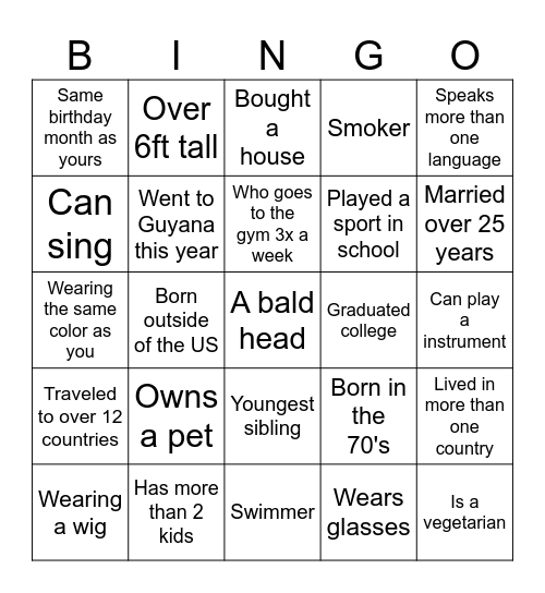Mathieson's Bingo Card