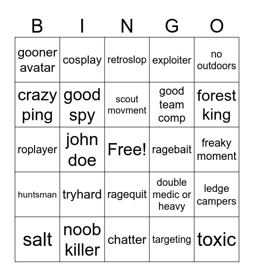 roblox Bingo Card