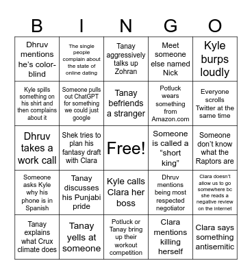 Nick’s Bingo Card Bingo Card