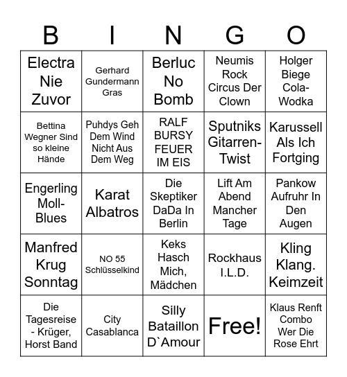 DDR-Hits Bingo Card