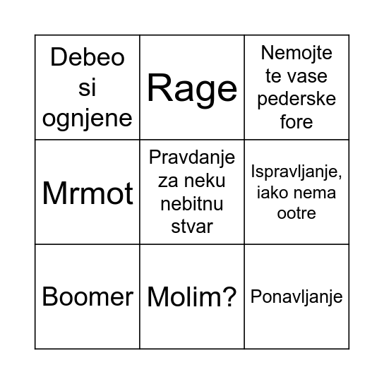 BRANKO BINGO Card